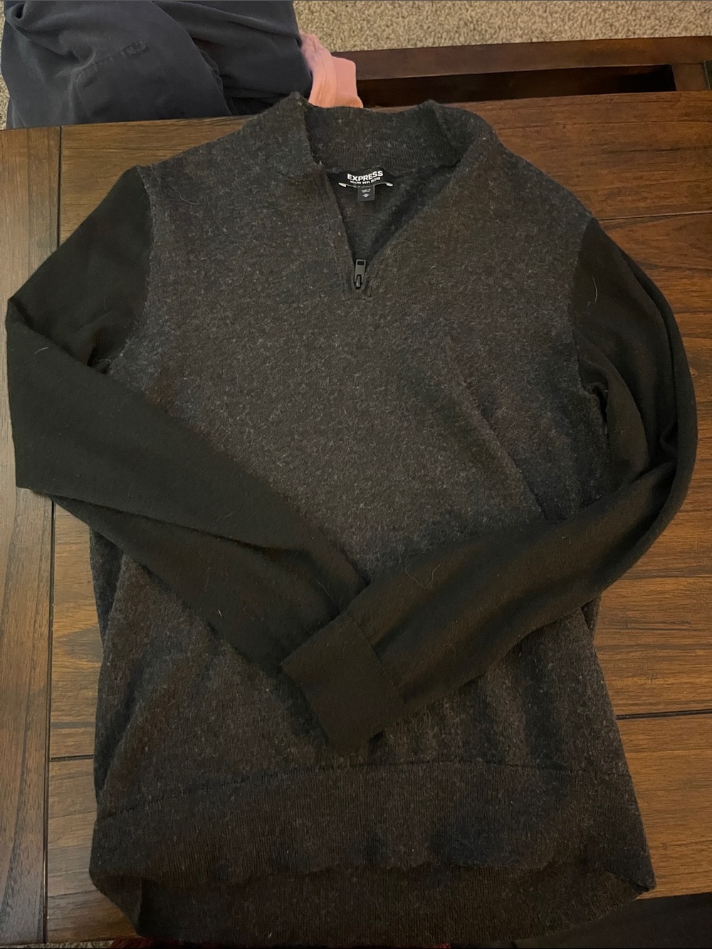 Express Men’s Zip-Neck Sweater Jacket - Charcoal & Black